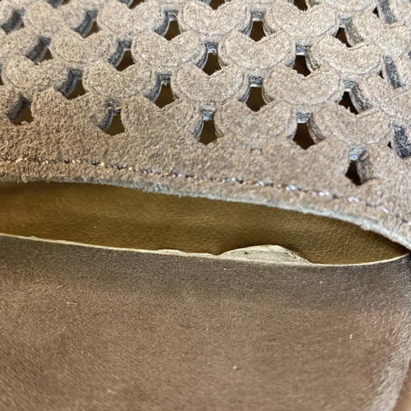 Lucky‎ brand LP-Nacria peep toe sandals size 6.5M stonerock oiled suede - Picture 8 of 14